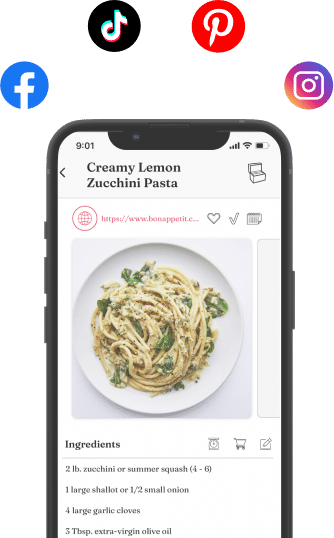 Save recipe from social media