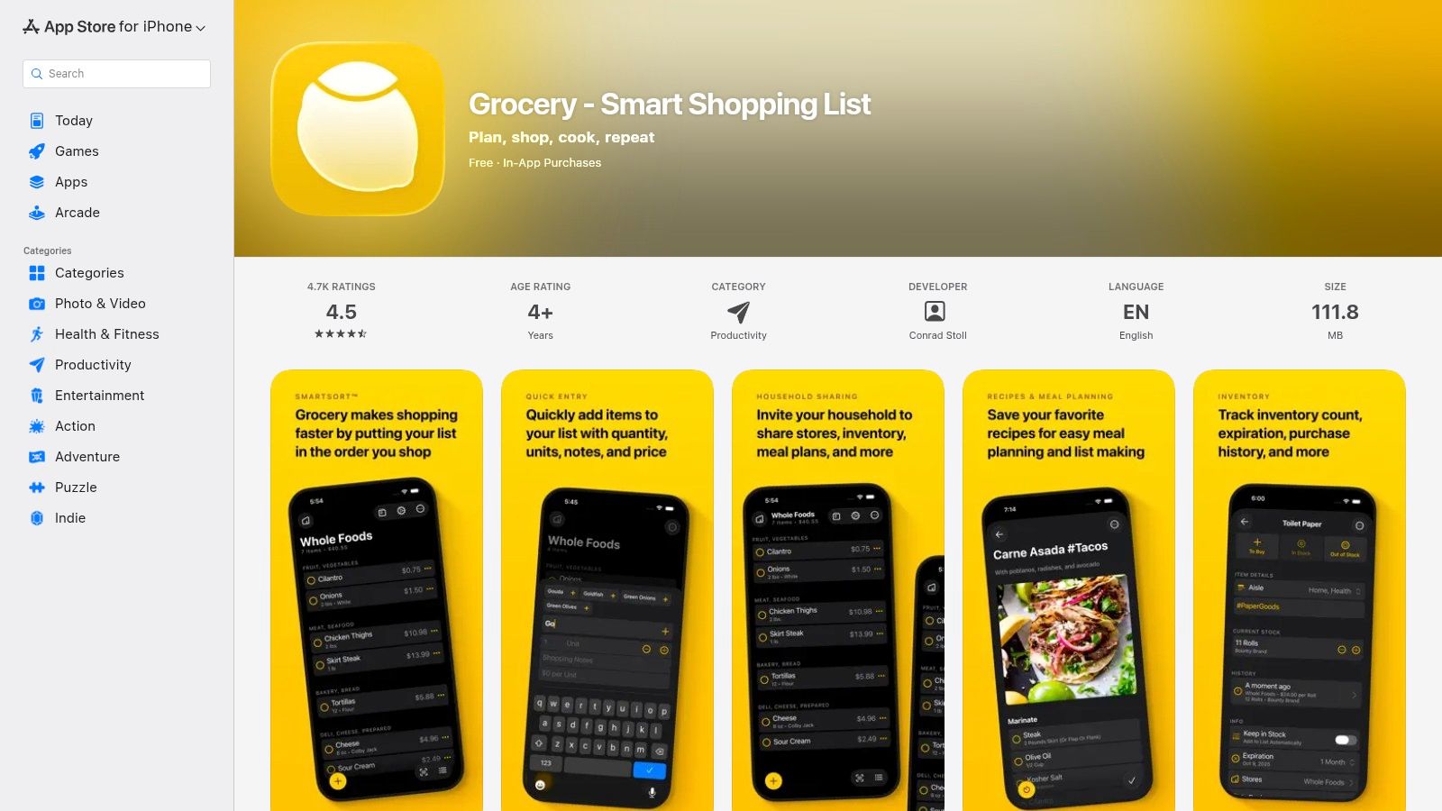 Grocery – Smart Shopping List (by Conrad Stoll)