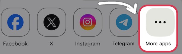 The Pinterest share menu with the More apps button highlighted