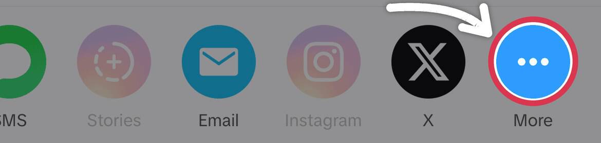 The TikTok share row with the More button highlighted